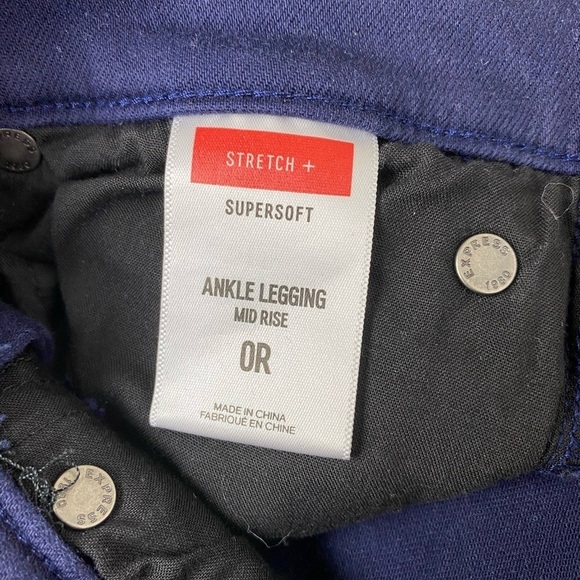 Express Ankle Legging Mid Rise Size 0 Women Skinny Distressed Navy Blue Soft - Picture 5 of 9